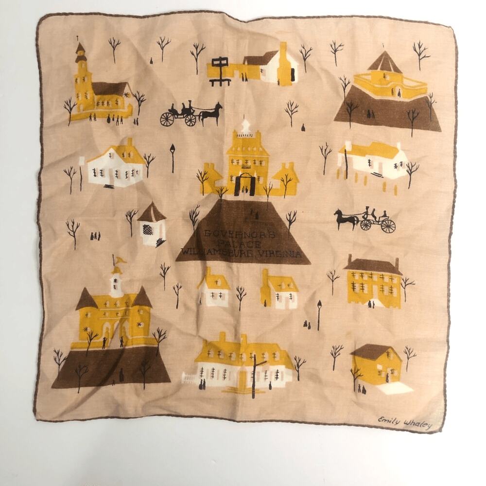mcm emily whaley williamsburg‎ va handkerchief tan yellow houses village